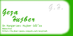 geza hujber business card